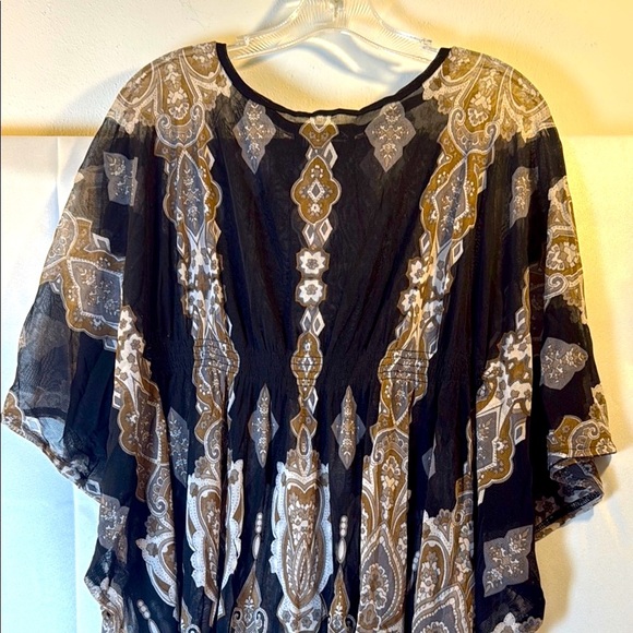 INC International Concepts Black and Tan Dolman Sleeve Blouse - Picture 3 of 8